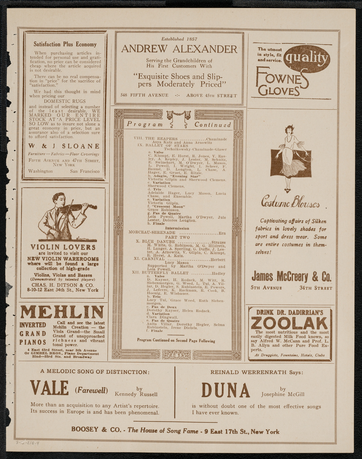 Vestoff-Serova Russian School of Dancing, March 12, 1921, program page 7