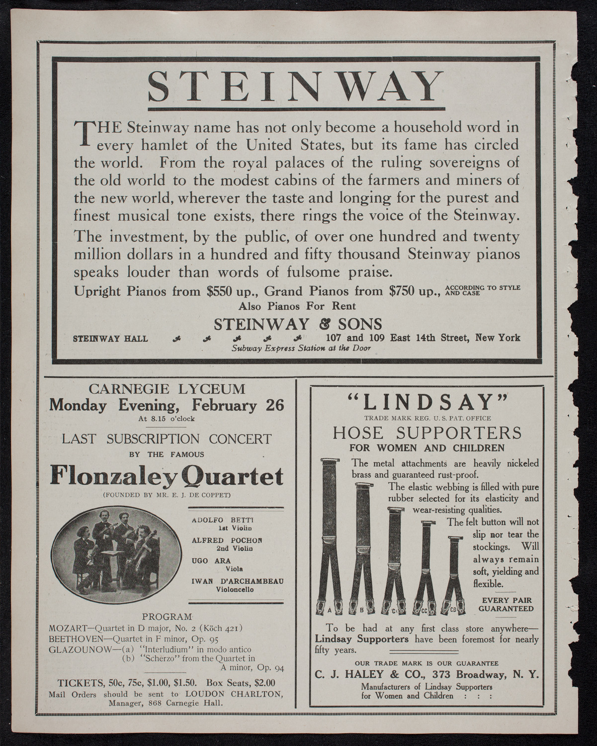 MacDowell Chorus with the New York Philharmonic, February 12, 1912, program page 4