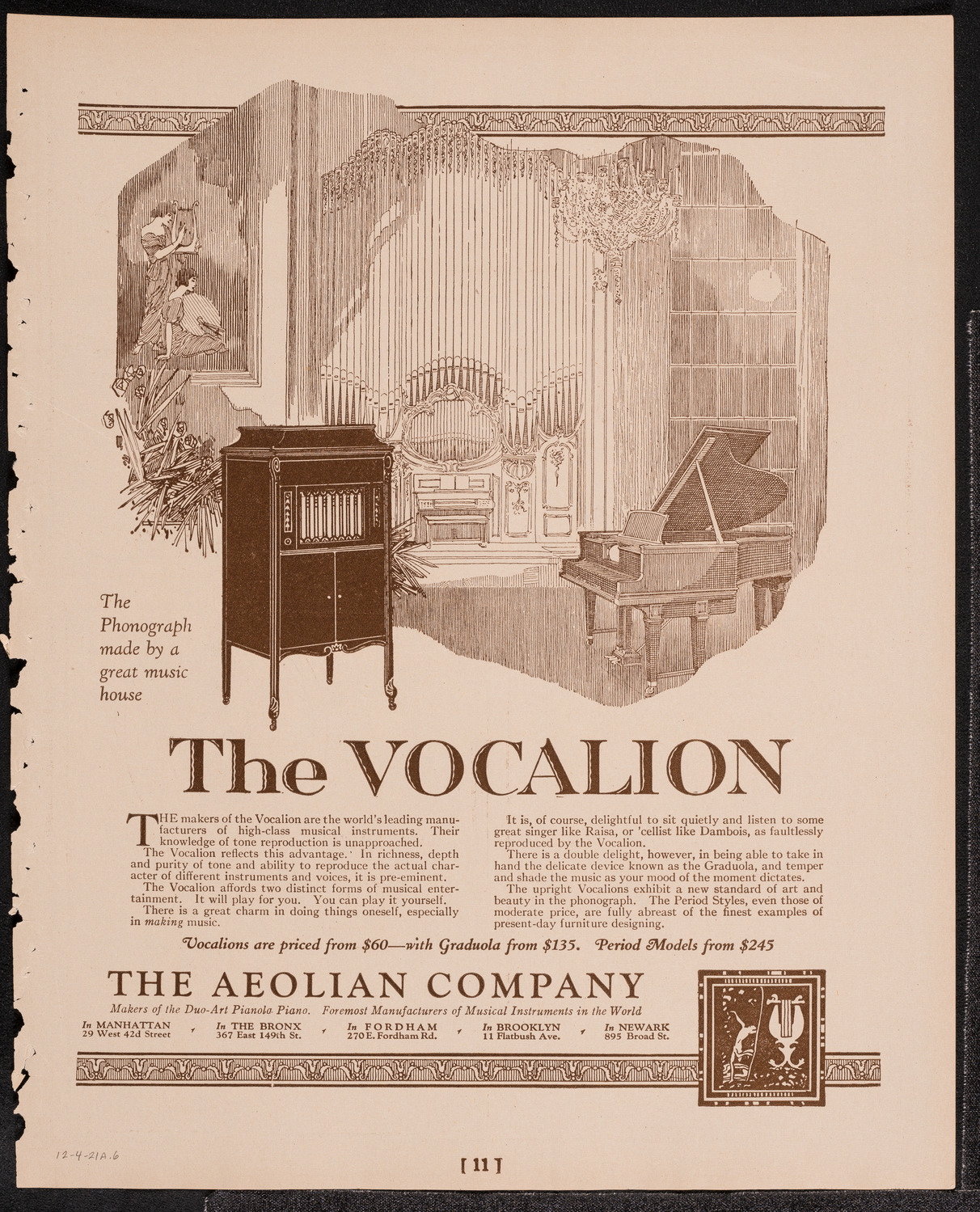 Sergei Rachmaninoff, Piano, December 4, 1921, program page 11