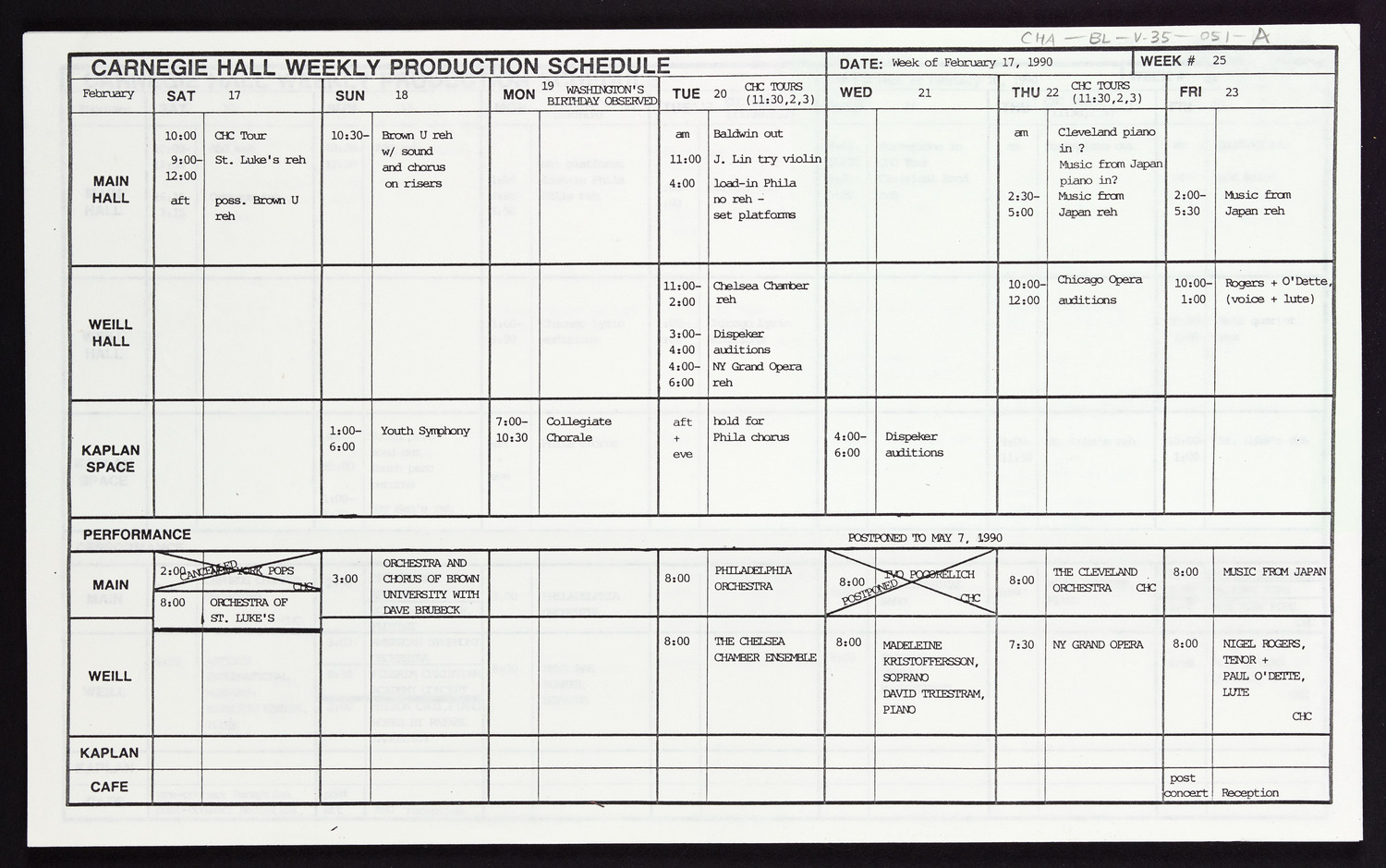 Carnegie Hall Booking Ledger, volume 35, page 51a