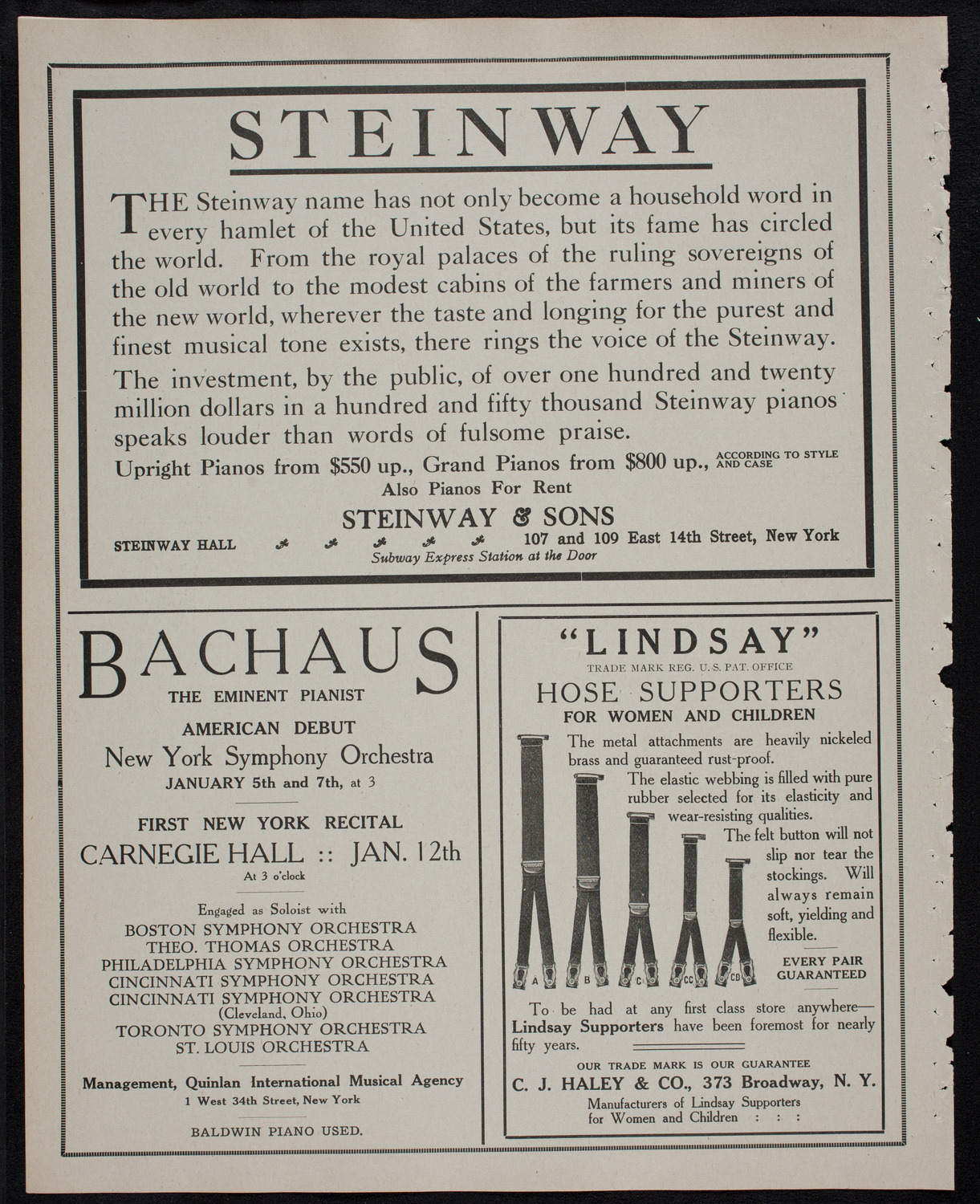 New York Philharmonic, December 28, 1911, program page 4