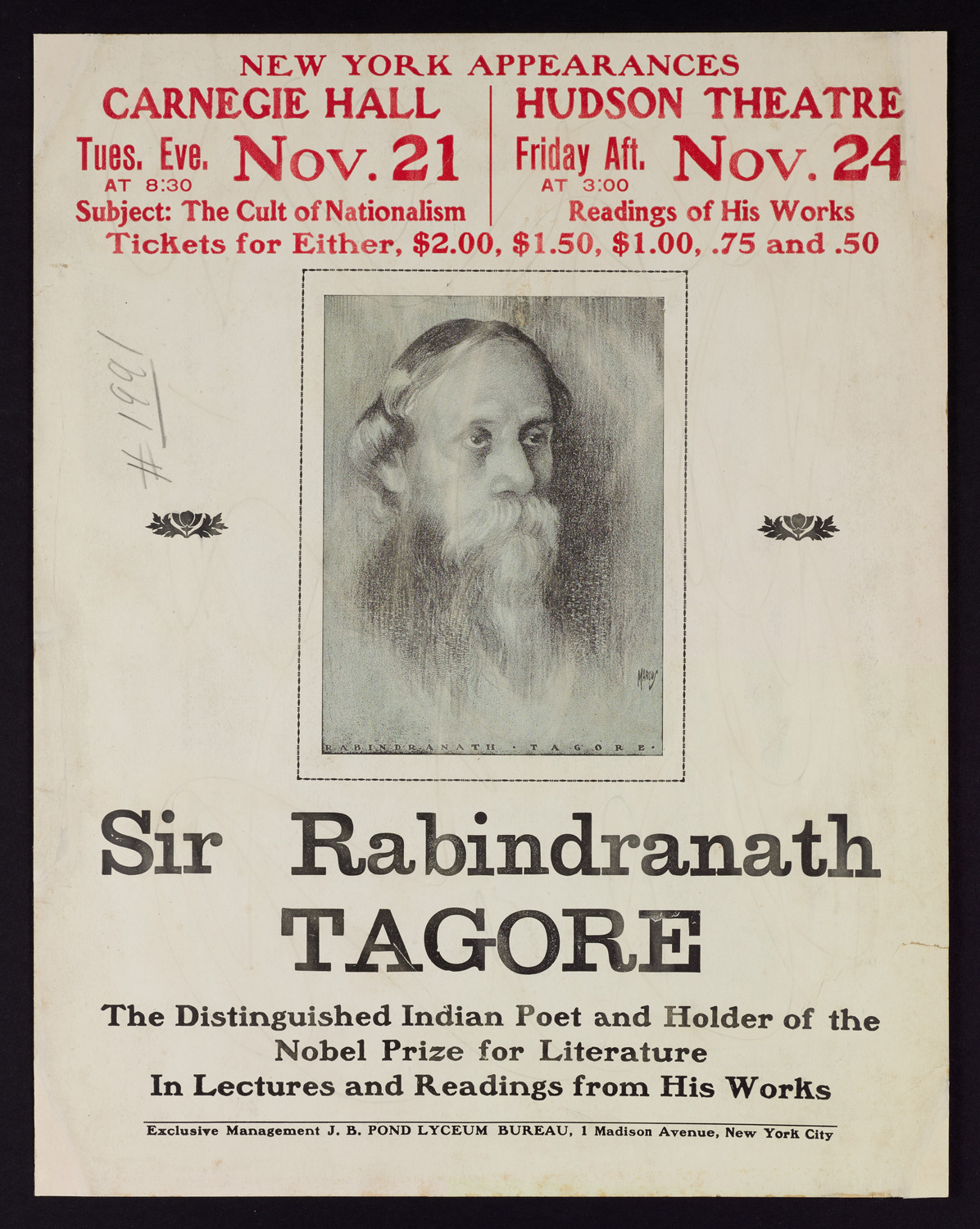 Sir Rabindranath Tagore, November 21, 1916