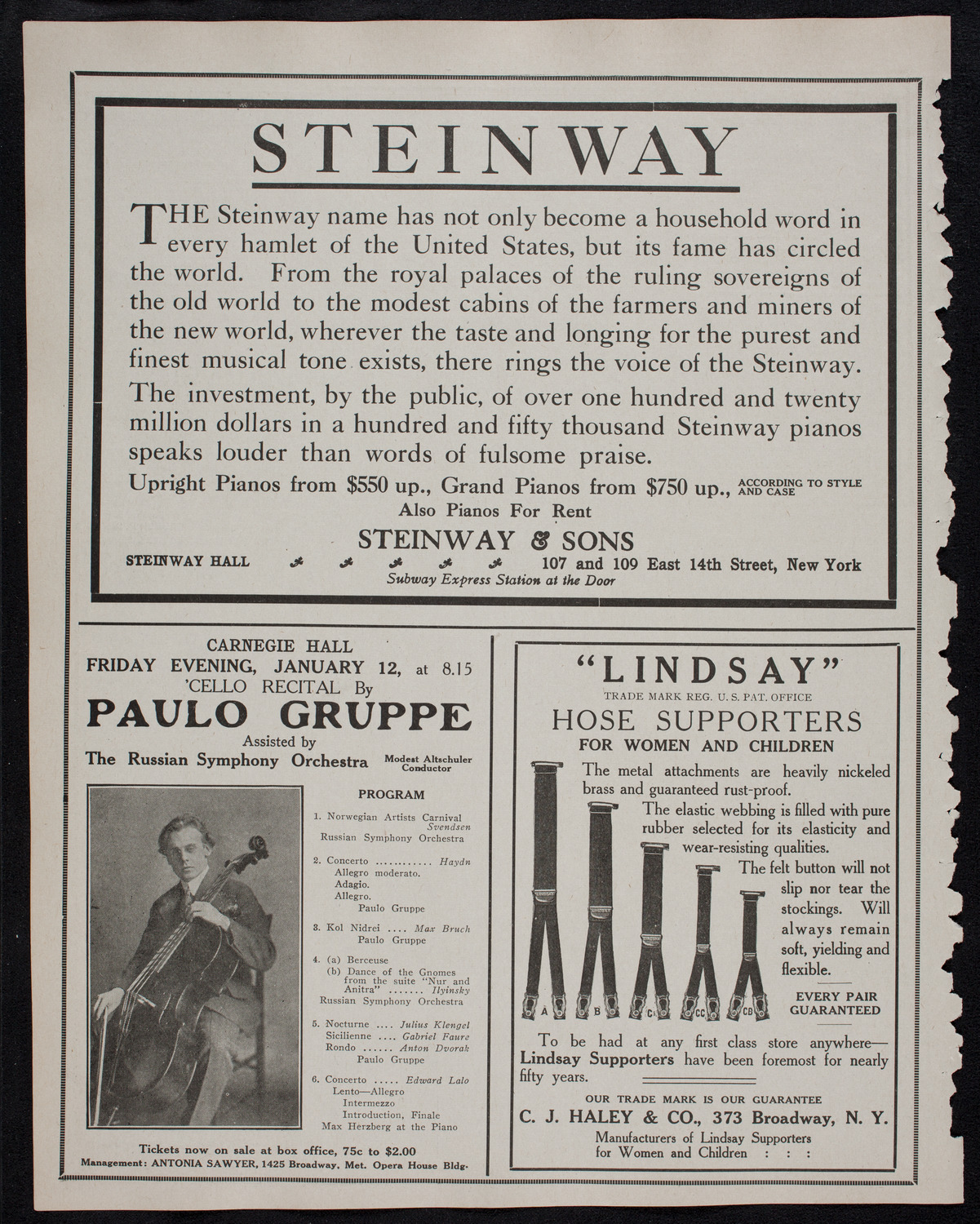 Alessandro Bonci, Tenor, January 10, 1912, program page 4