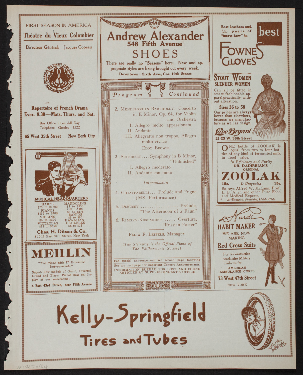 New York Philharmonic, February 17, 1918, program page 7