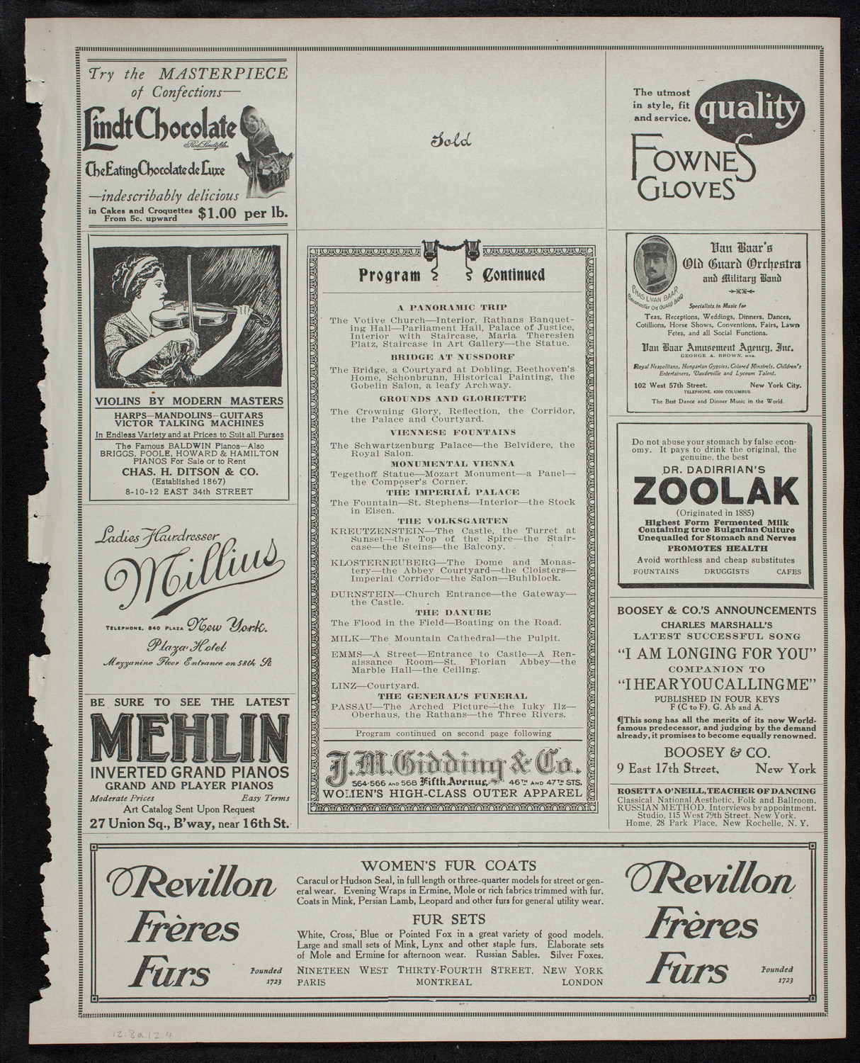 R.G. Knowles Travel Studies: Austria and Vienna, December 8, 1912, program page 7
