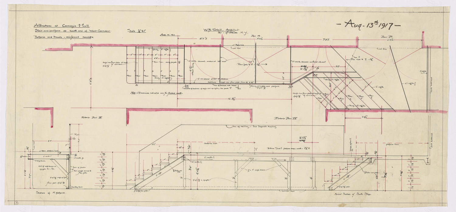 Stair and platform at south end of west corridor; Platform and treads - reinforced concrete, August 13, 1917