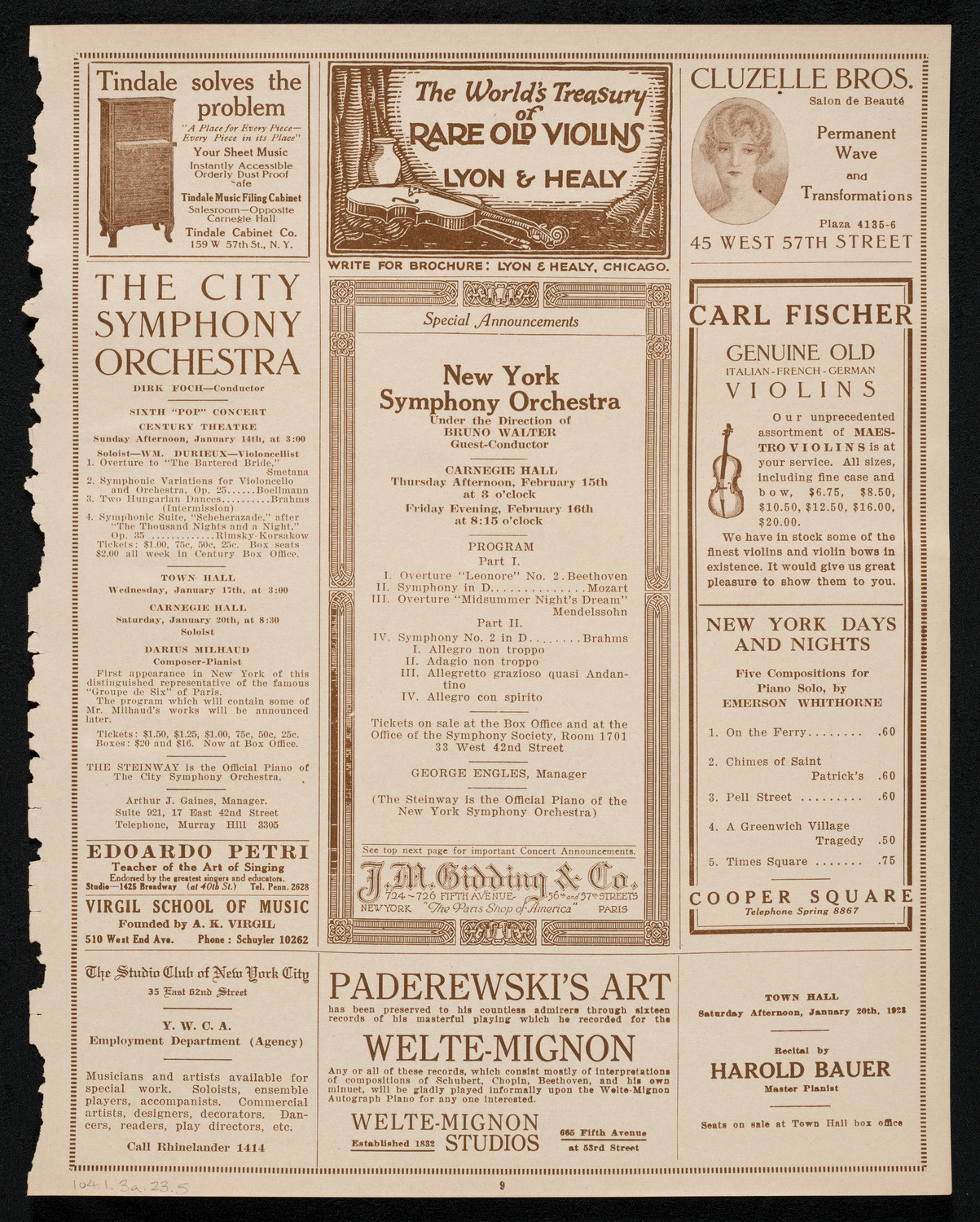 Paul Bender, Baritone, January 3, 1923, program page 9