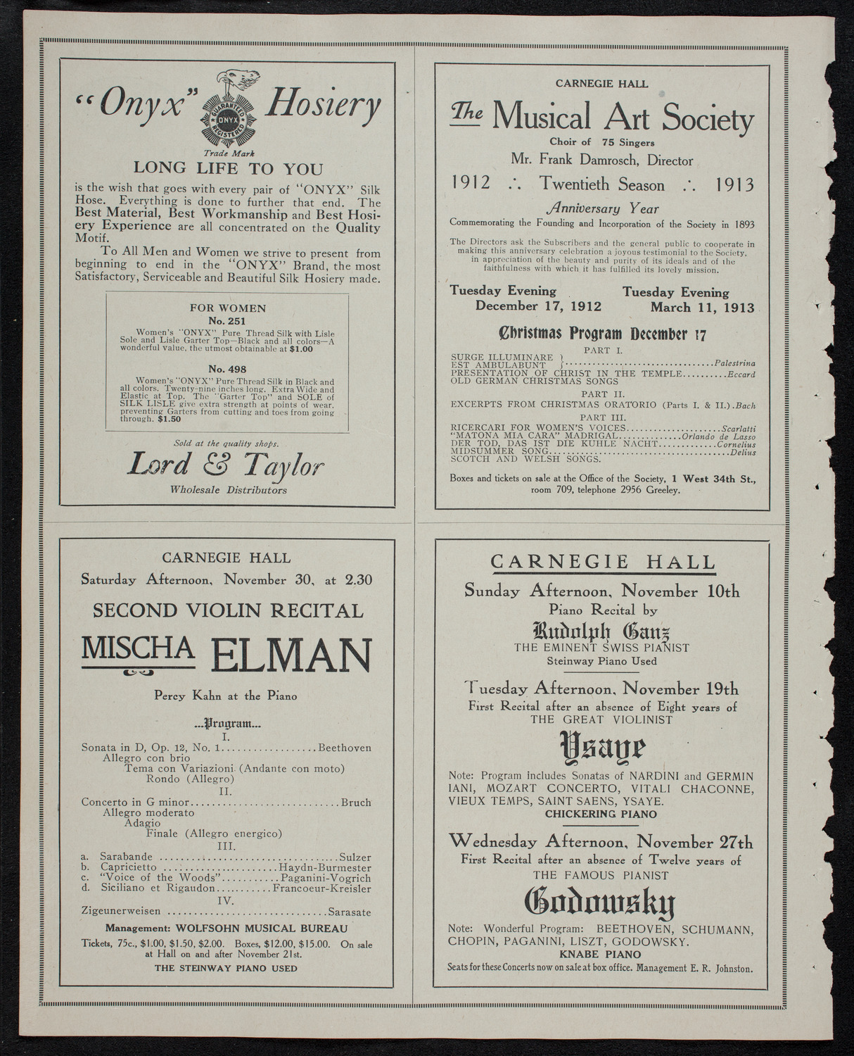Marcella Sembrich, Soprano, October 29, 1912, program page 8