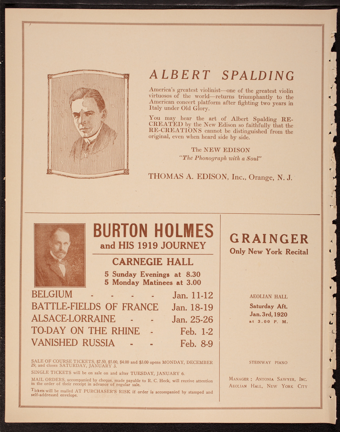 Kanellos Ballet Hellenique, December 27, 1919, program page 2