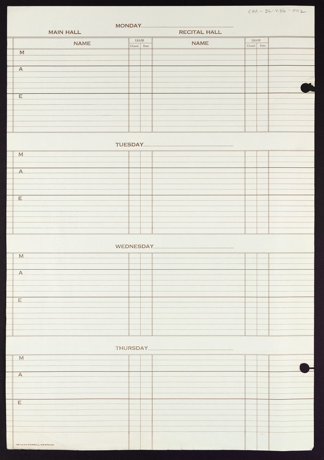 Carnegie Hall Booking Ledger, volume 36, page 2