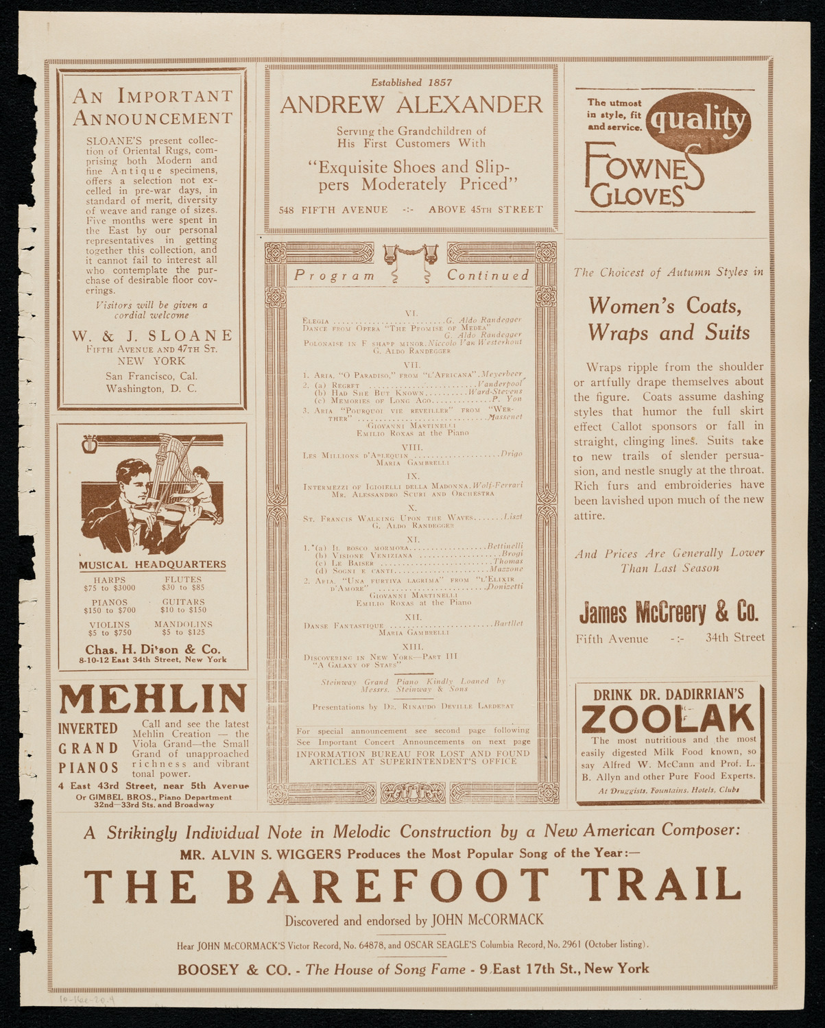 Benefit: St. Joseph's Summer Institute, October 16, 1920, program page 7