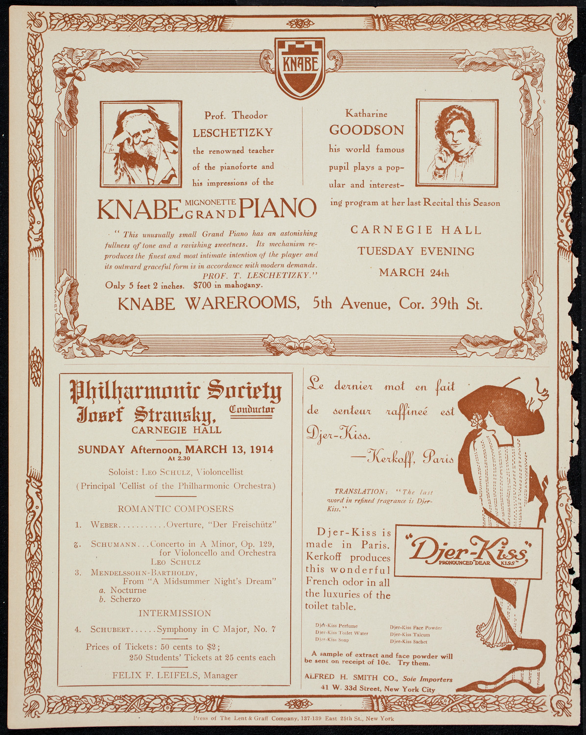 Ignacy Jan Paderewski, Piano, March 7, 1914, program page 20