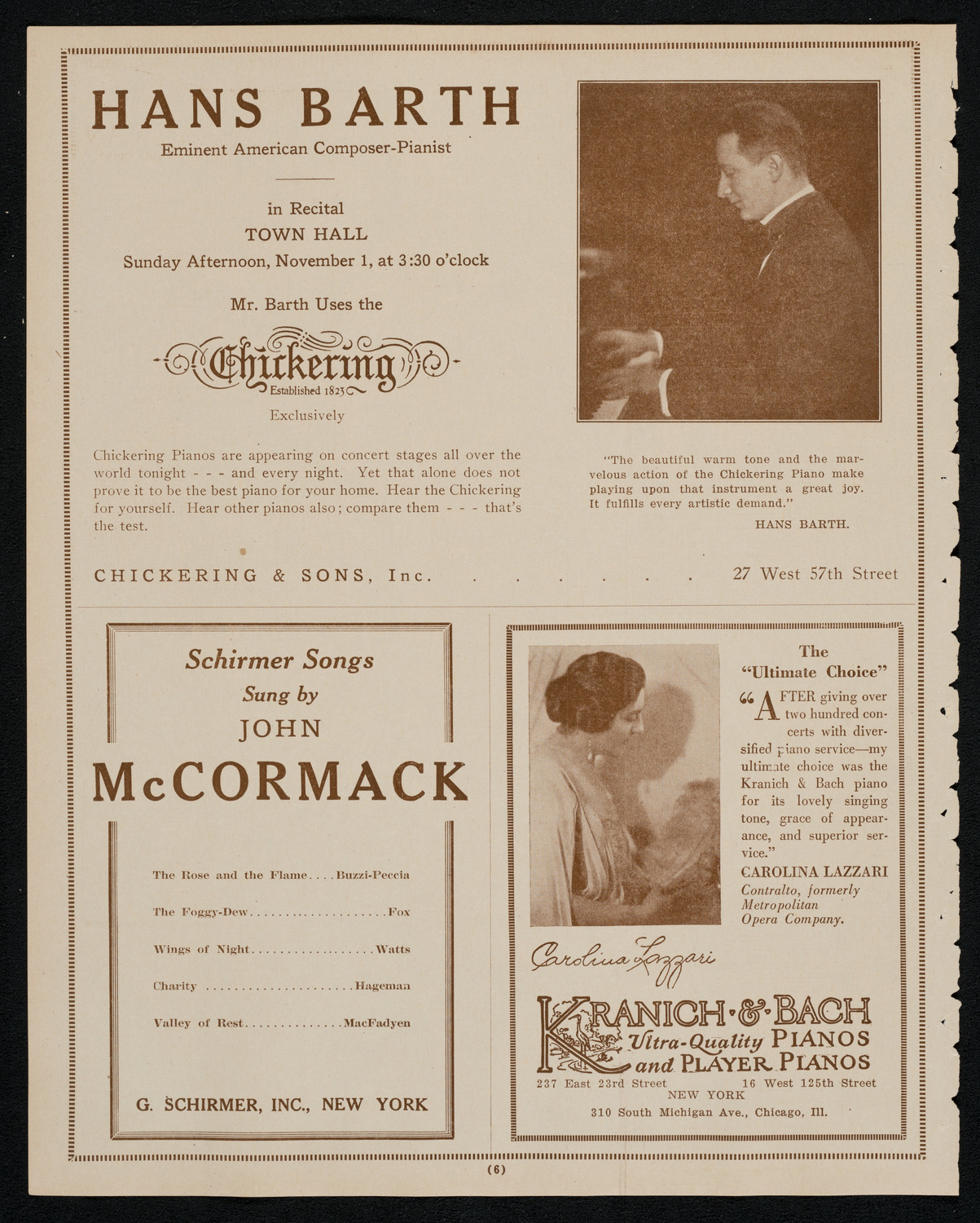 John McCormack, Tenor, October 25, 1925, program page 6