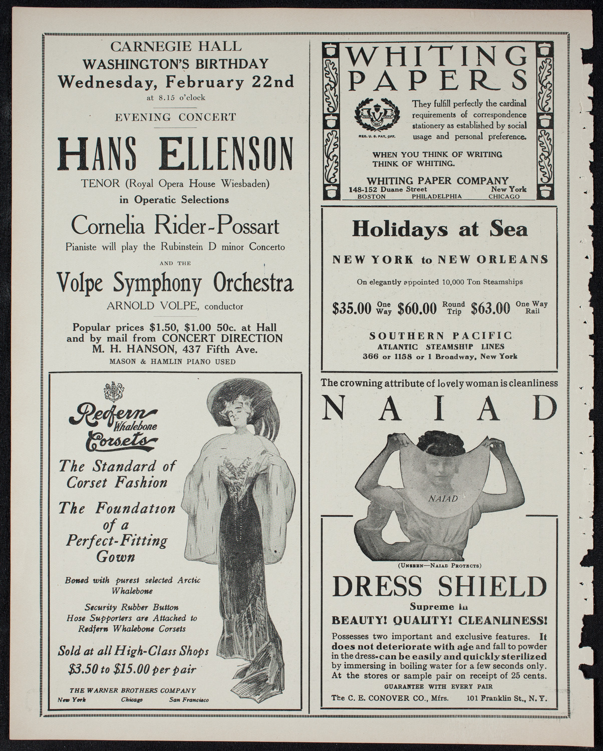 New York Philharmonic, February 19, 1911, program page 2