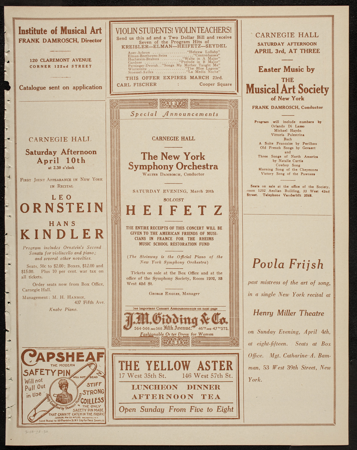 Boston Symphony Orchestra, March 20, 1920, program page 9