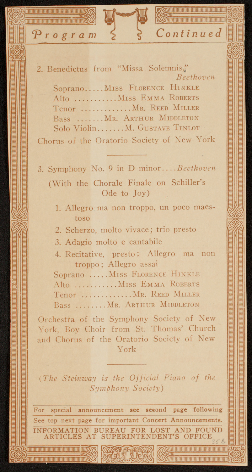 Peace Festival Concert, March 13, 1919, program page 3