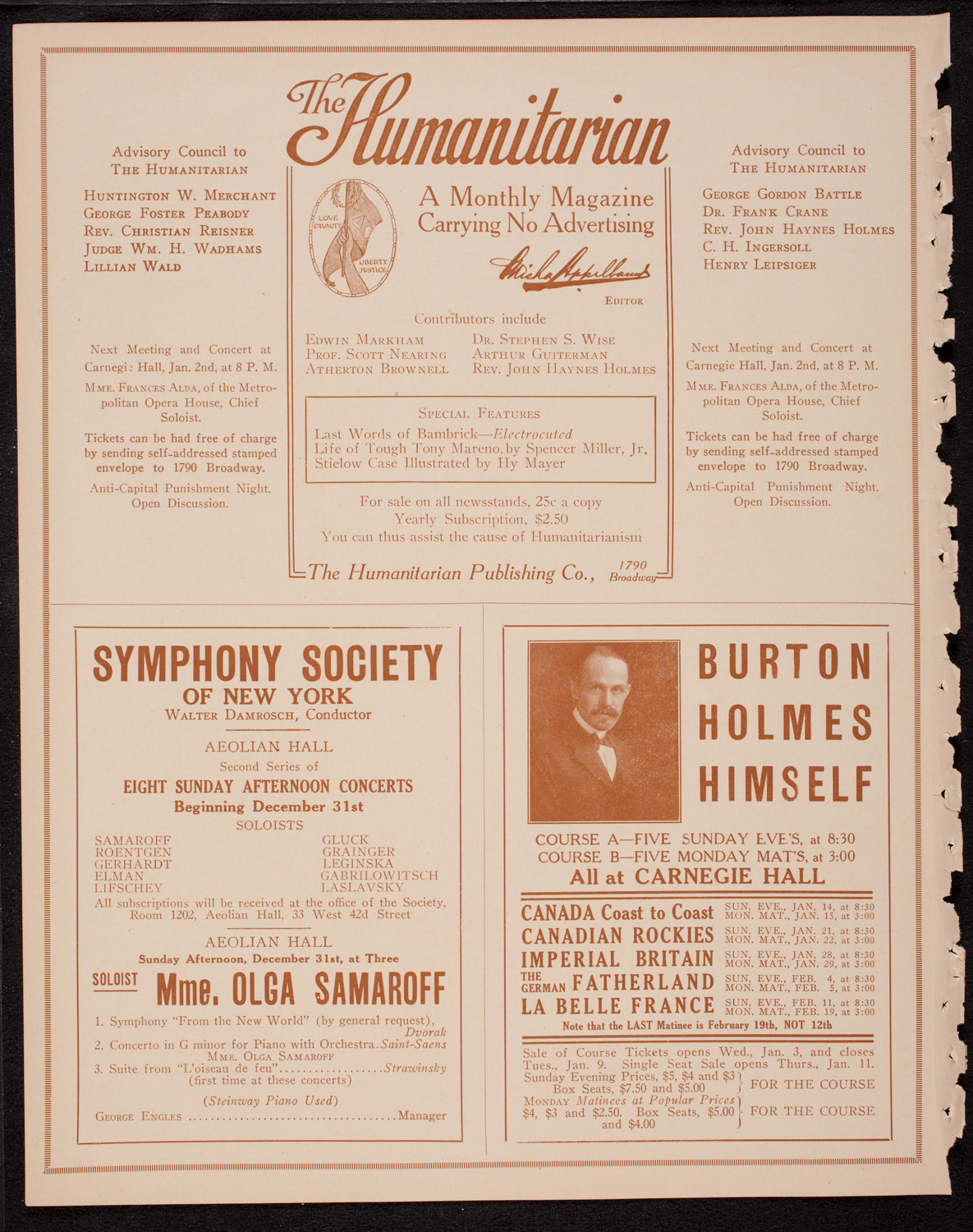 Ernest Schelling, Piano, December 26, 1916, program page 8