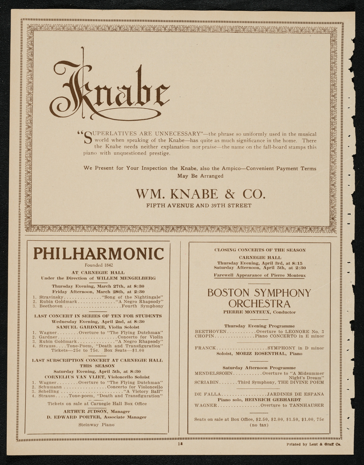Schola Cantorum of New York, March 26, 1924, program page 12