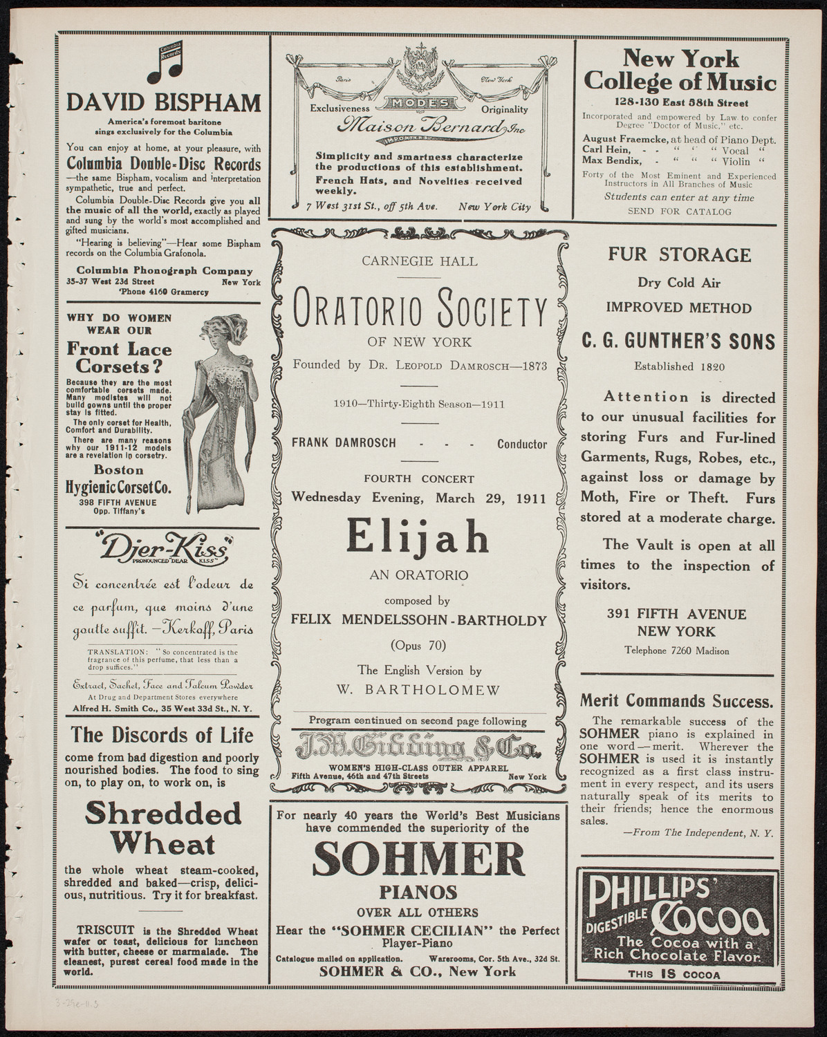 Oratorio Society of New York, March 29, 1911, program page 5