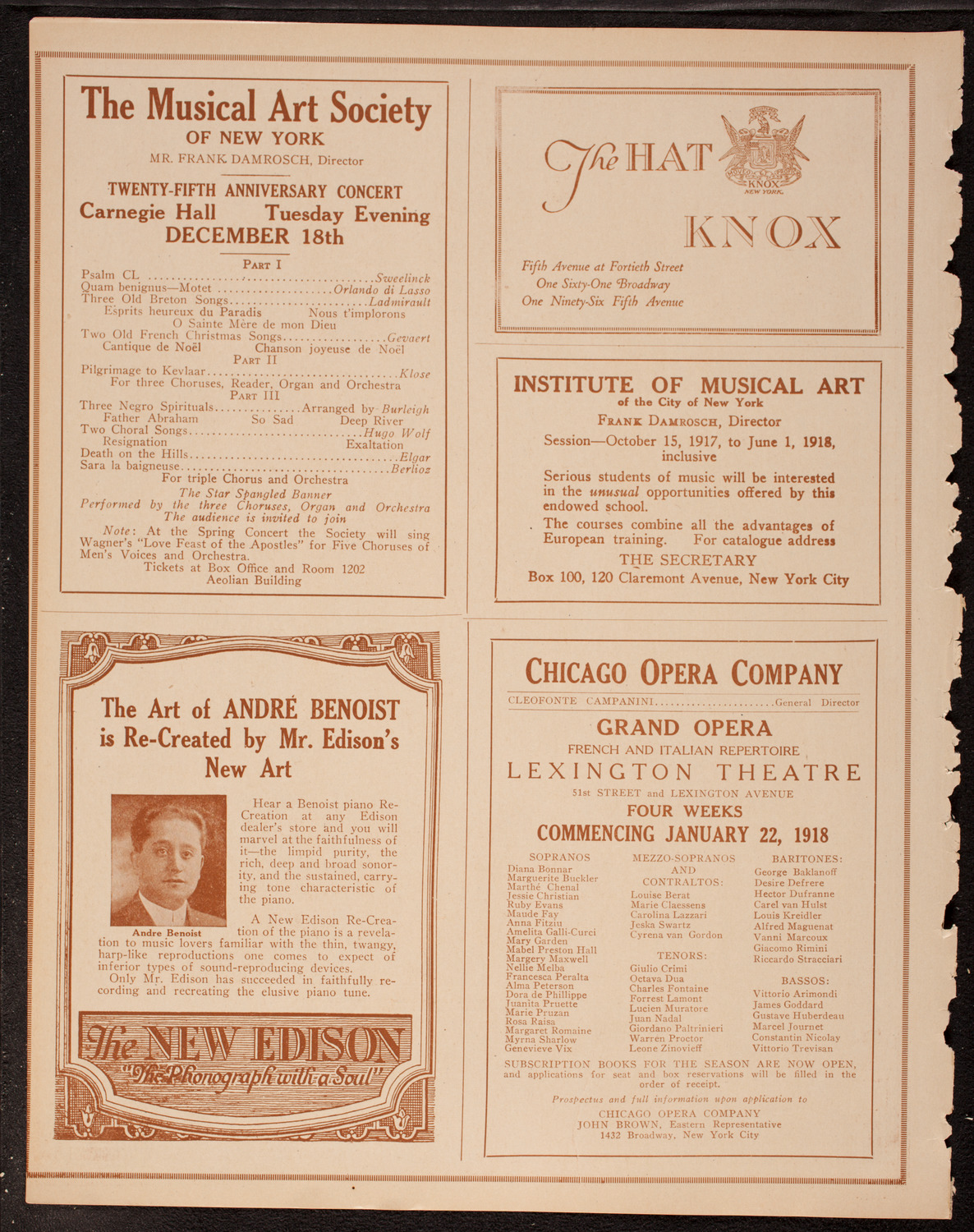 Jascha Heifetz, Violin, December 1, 1917, program page 2