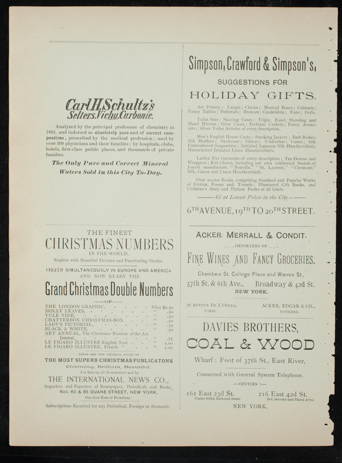 New York Athletic Club Amateur Minstrel Show, December 12, 1891, program page 2