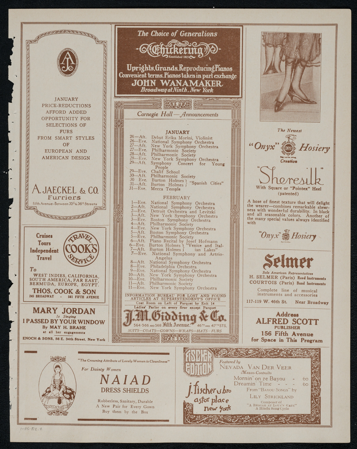 Chicago Symphony Orchestra, January 25, 1921, program page 3