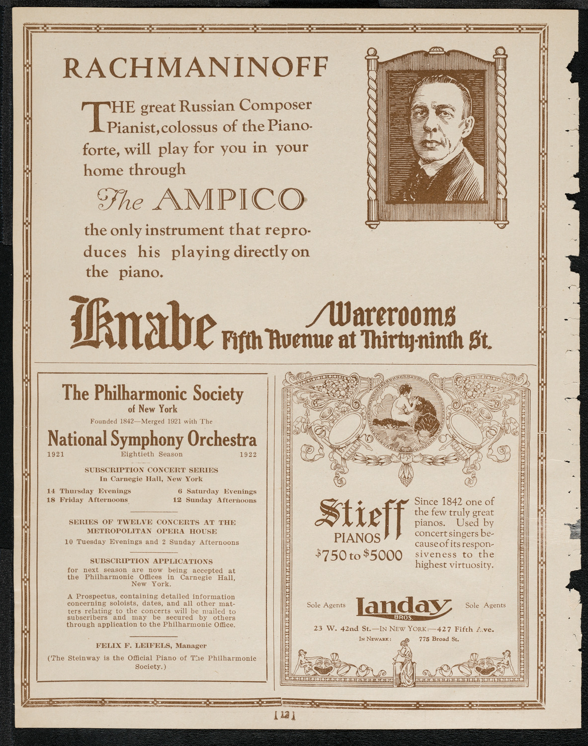 National Symphony Orchestra, April 16, 1921, program page 12