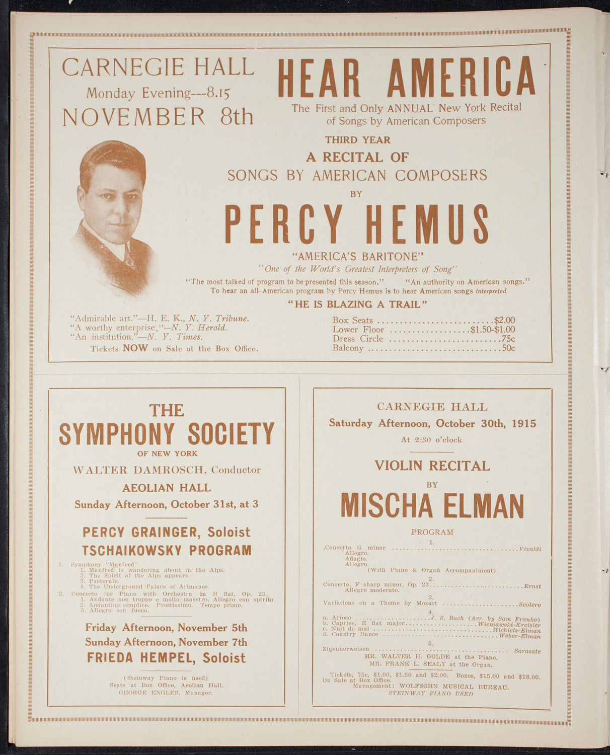 People's Symphony Concert, October 24, 1915, program page 8