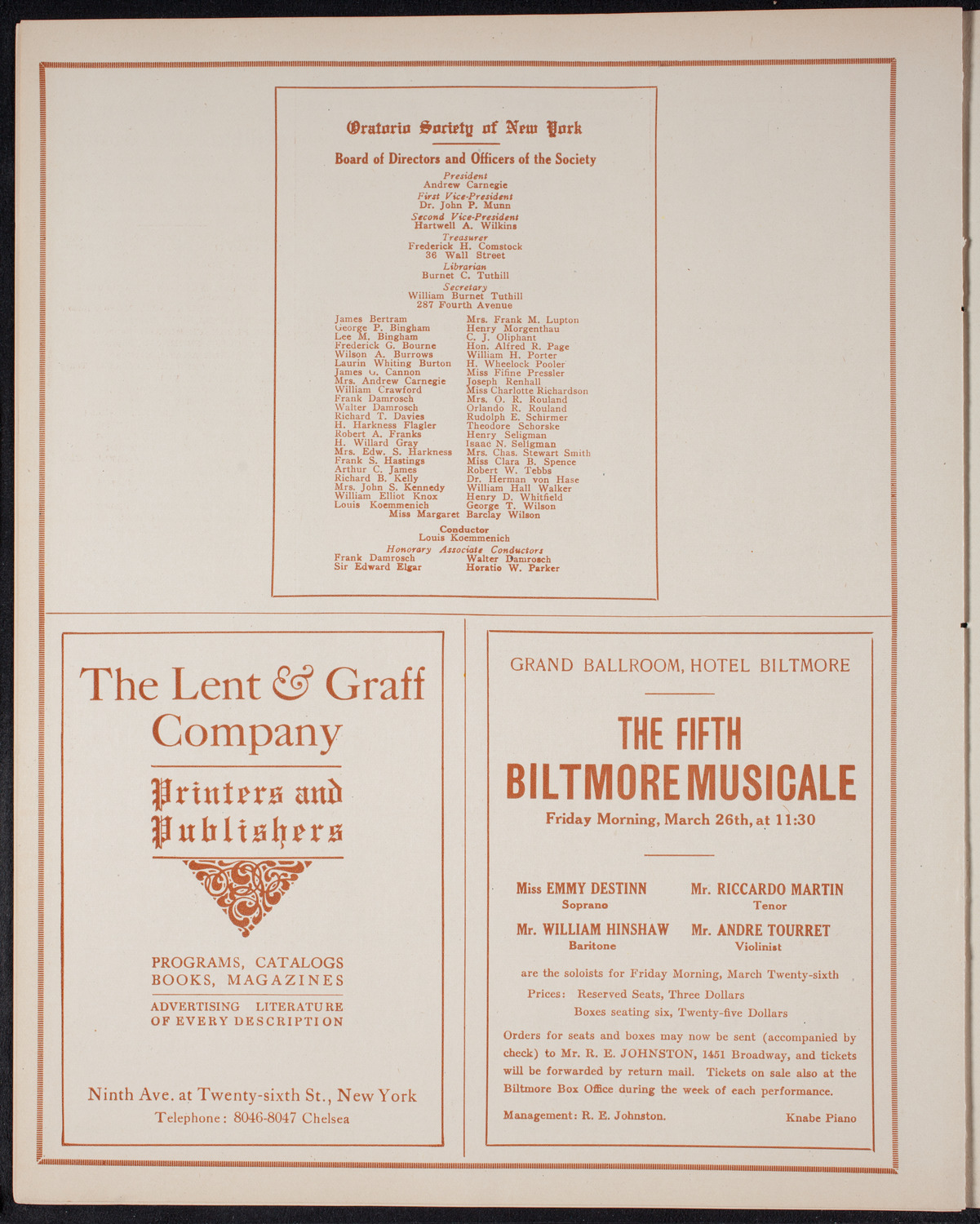 New York Philharmonic, March 25, 1915, program page 10