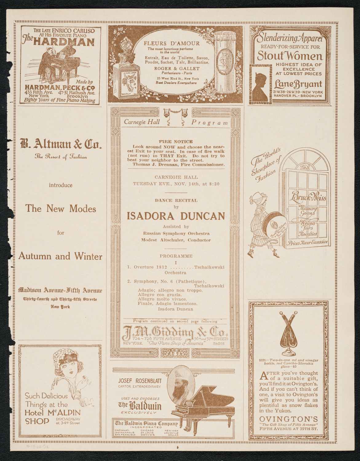 Isadora Duncan, Dancer, with Russian Symphony Orchestra, November 14, 1922, program page 5