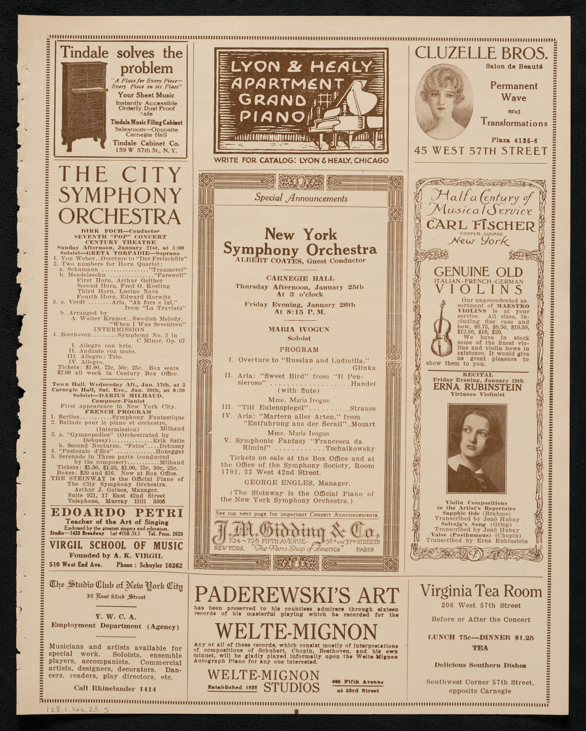 Elena Gerhardt, Soprano, January 16, 1923, program page 9