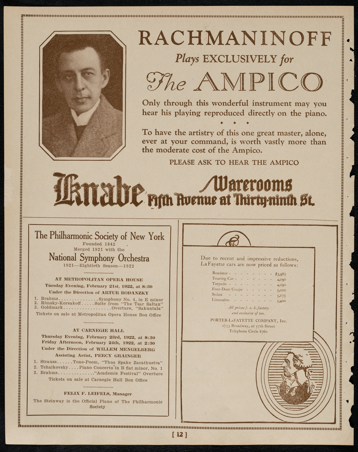 Jewish Ministers Cantors Association of America, February 19, 1922, program page 12