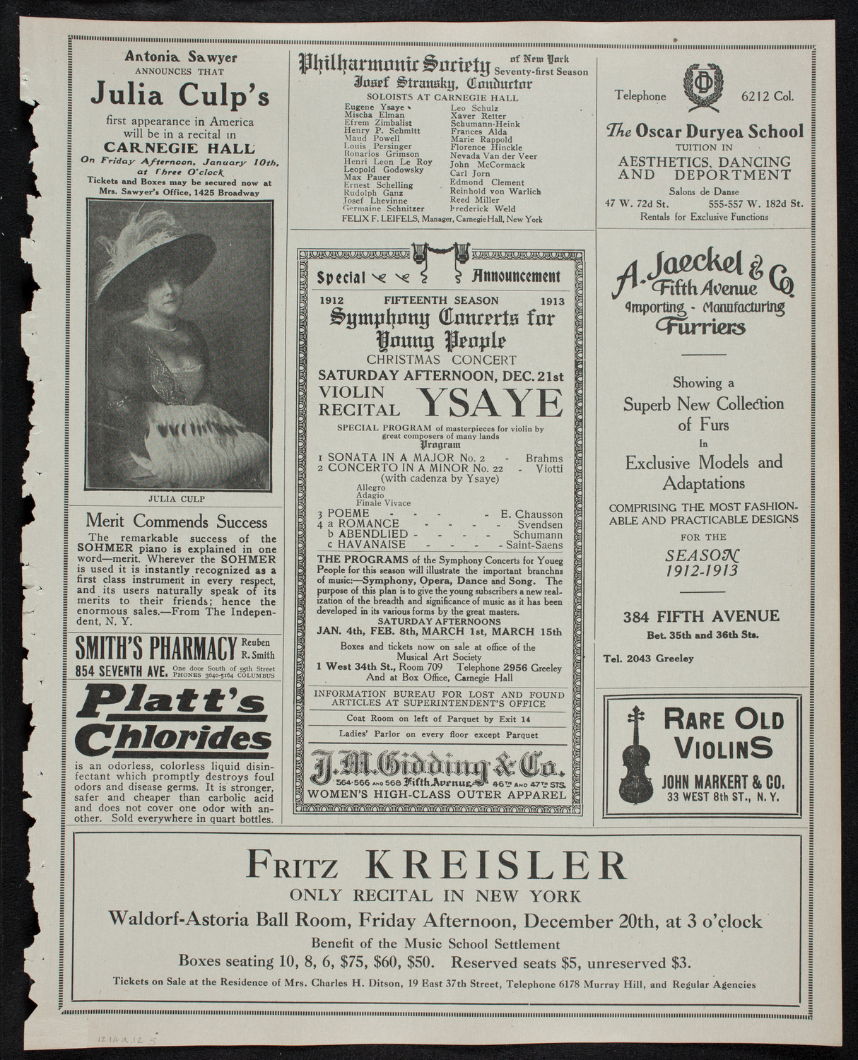 Efrem Zimbalist, Violin, with Nahan Franko and His Orchestra, December 14, 1912, program page 9