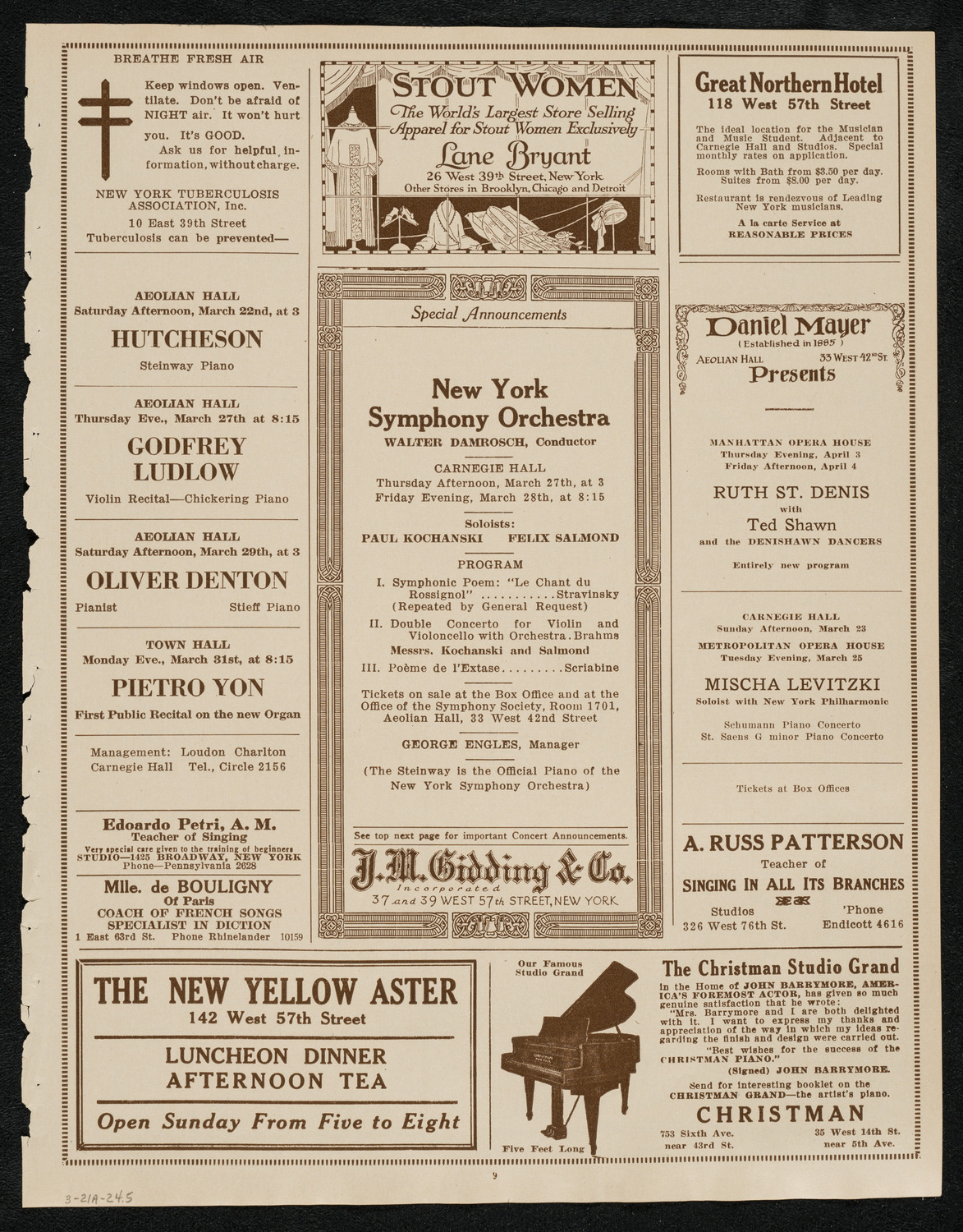 New York Philharmonic, March 21, 1924, program page 9