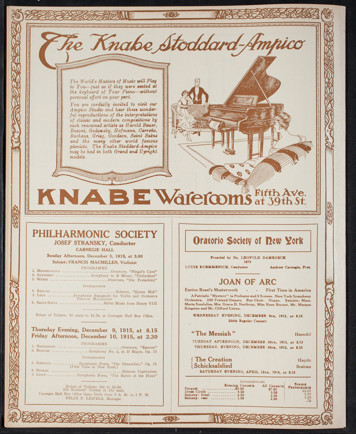 New York Philharmonic, December 4, 1915, program page 12