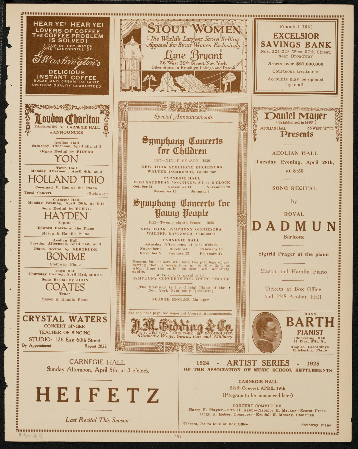 Symphony Concert for Young People, April 4, 1925, program page 9