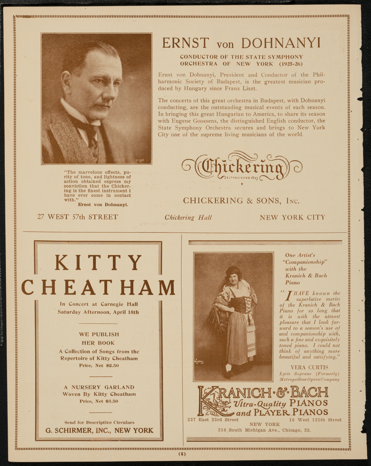 Kitty Cheatham with Small Orchestra, April 18, 1925, program page 6