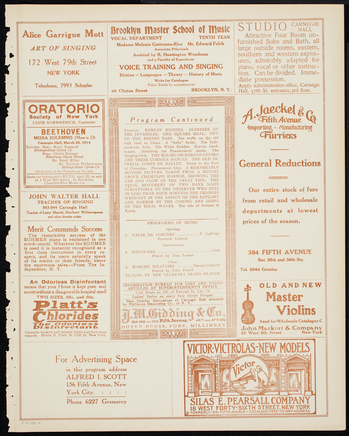 Burton Holmes Travelogue: Japan in Korea, February 8, 1914, program page 9