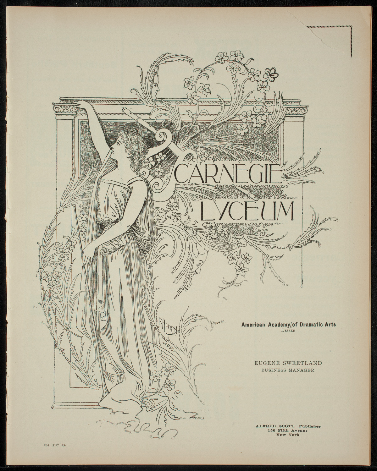 Century Theatre Club, May 27, 1905, program page 1
