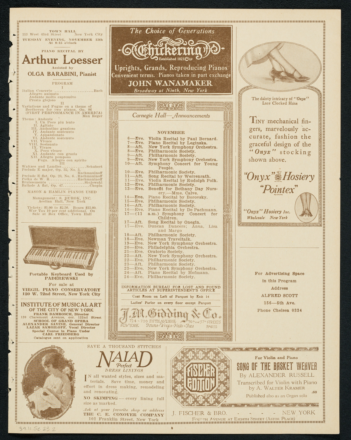 Grand Charity Concert, November 5, 1923, program page 3