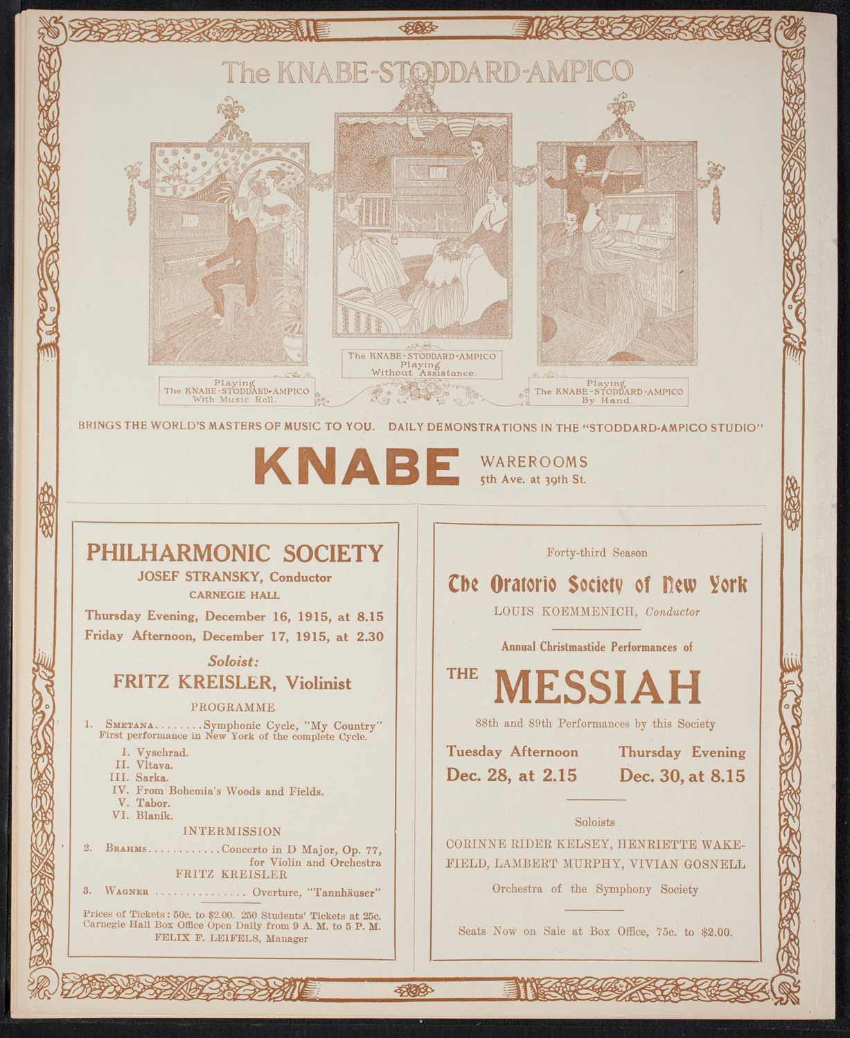 Julia Culp, Contralto, December 16, 1915, program page 12
