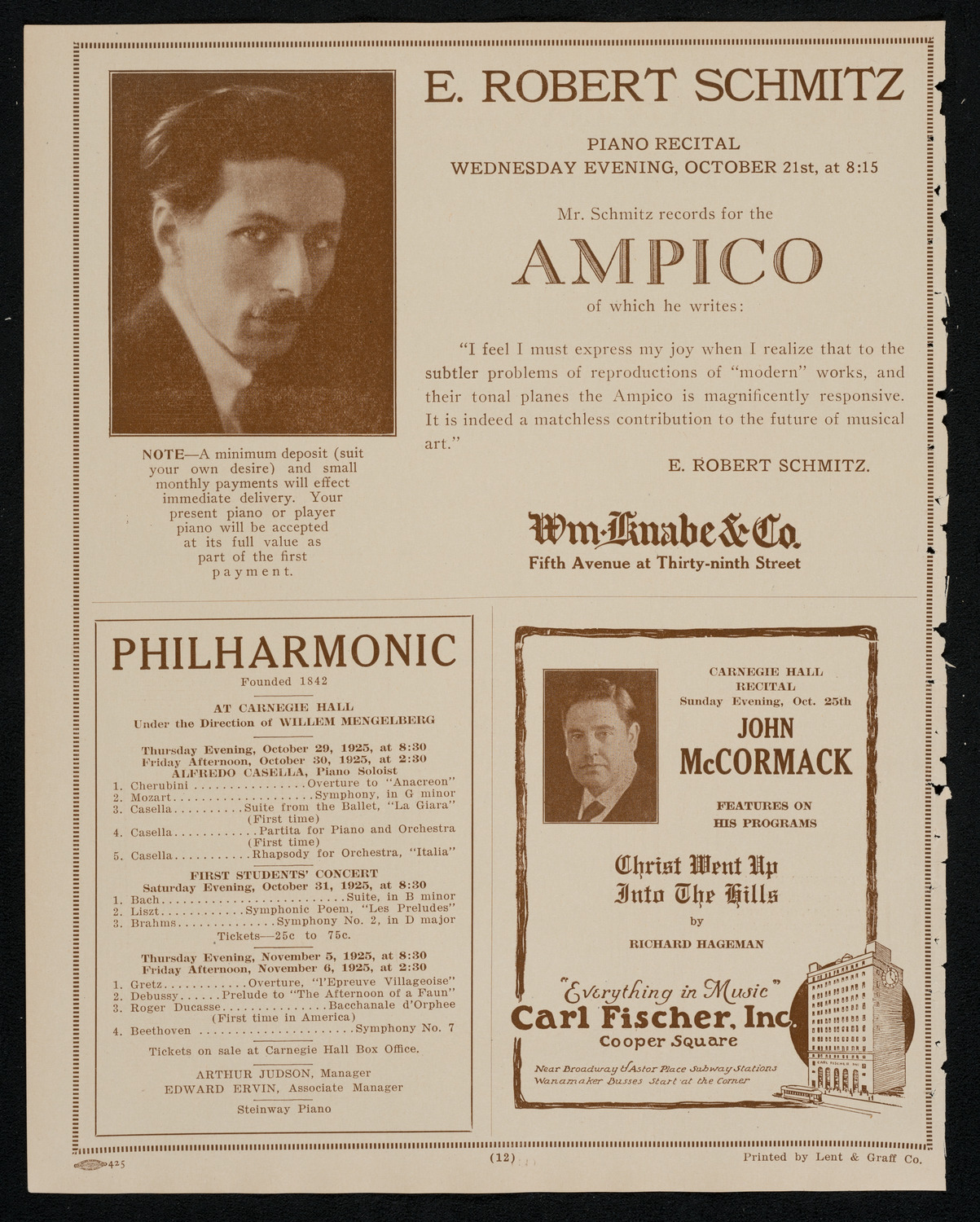 Francis MacMillen, Violin, October 19, 1925, program page 12