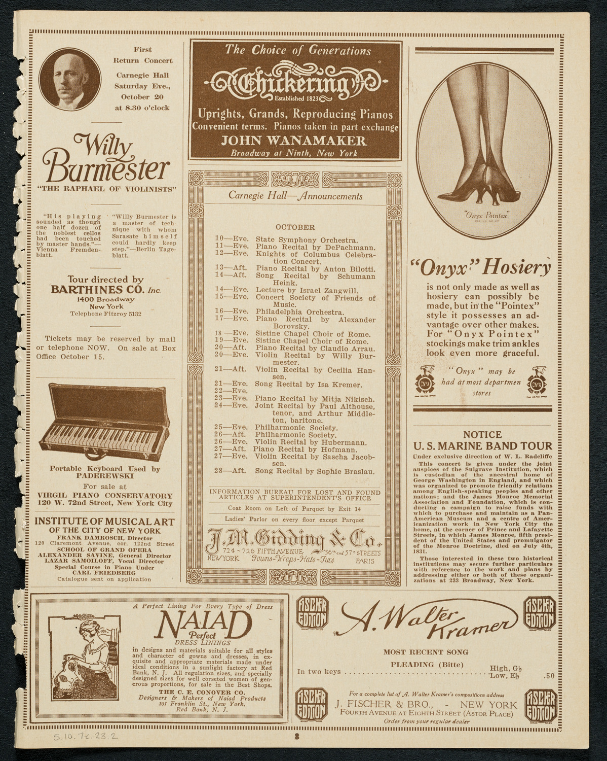 U.S. Marine Band, October 7, 1923, program page 3