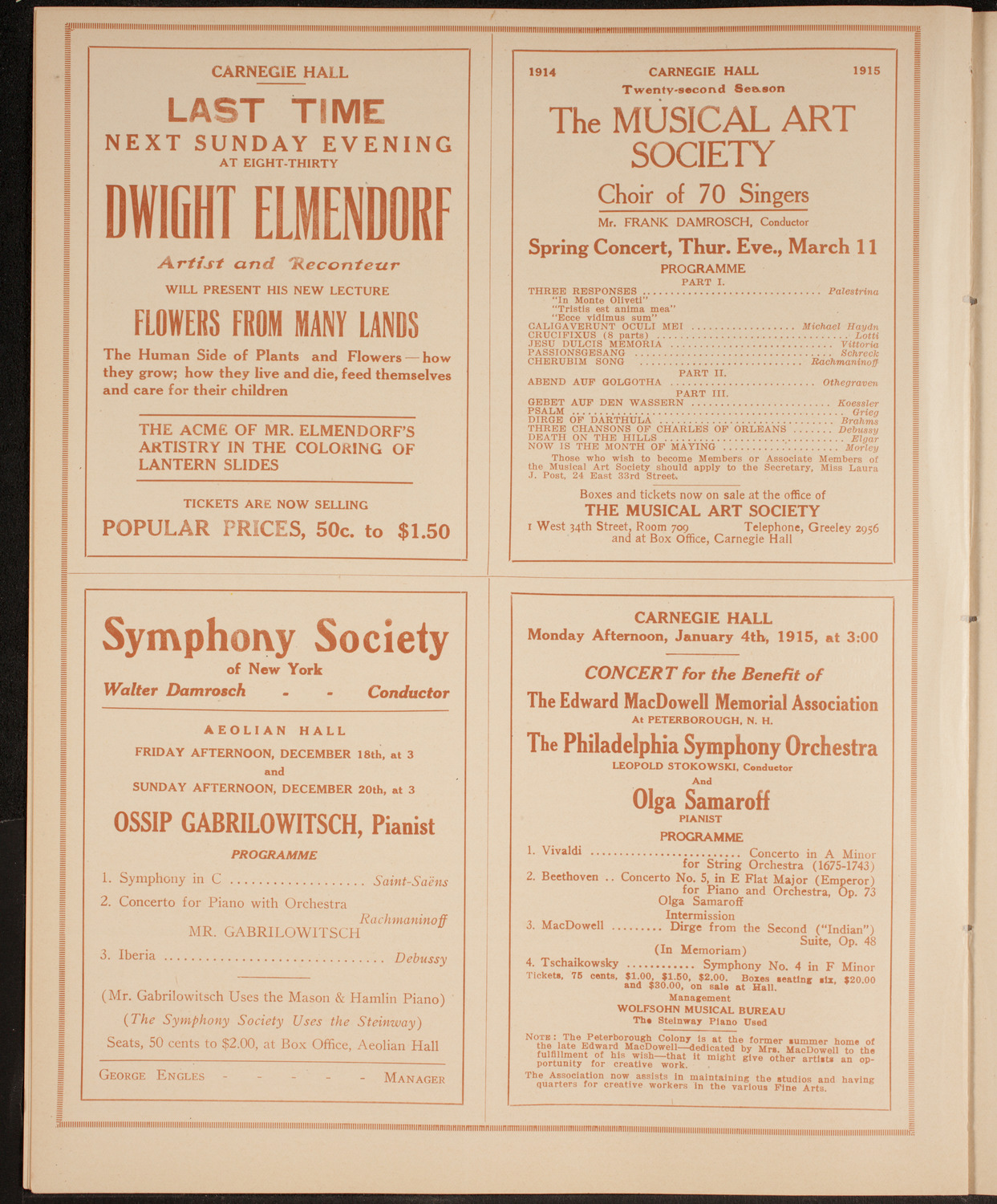 Olive Fremstad, Mezzo-Soprano, December 16, 1914, program page 8