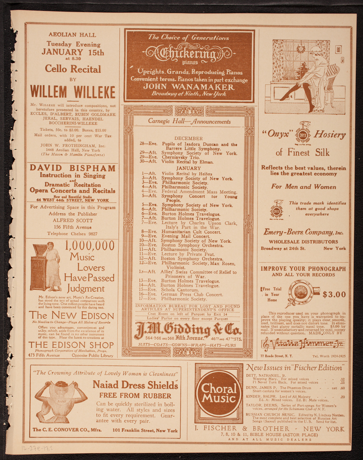 Oratorio Society of New York, December 27, 1917, program page 3