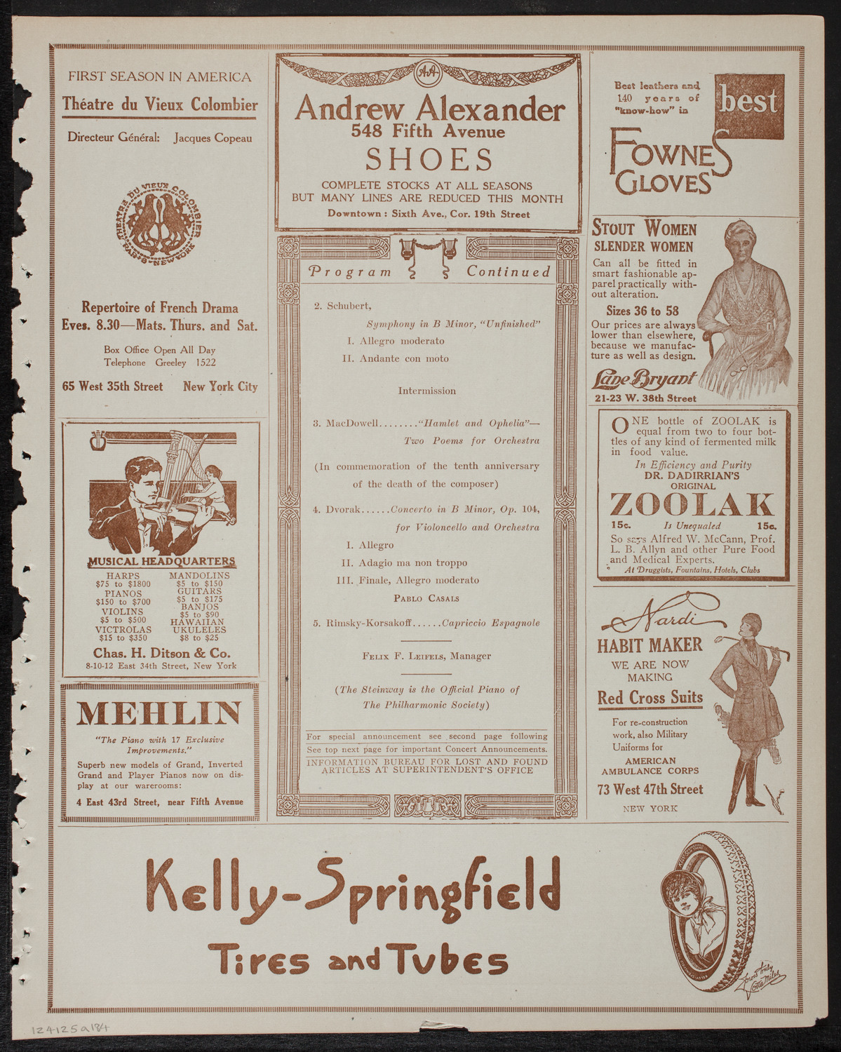 New York Philharmonic, January 25, 1918, program page 7