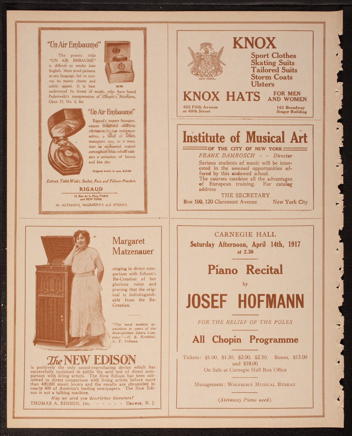 Herbert Witherspoon, Bass and Florence Hinkle (Mrs. Herbert Witherspoon), Soprano, April 7, 1917, program page 2