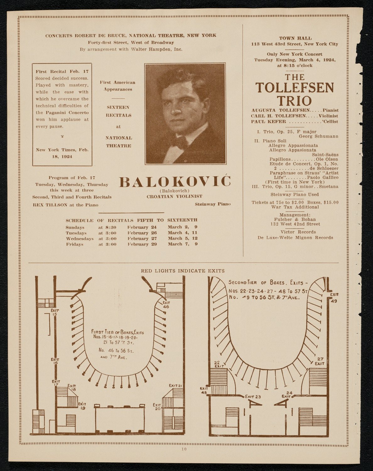 New York Philharmonic, February 28, 1924, program page 10