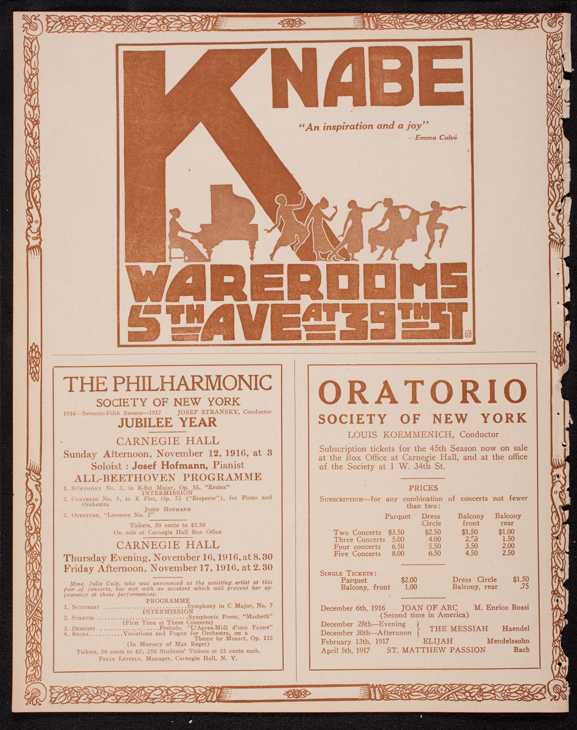 New York Philharmonic, November 10, 1916, program page 12