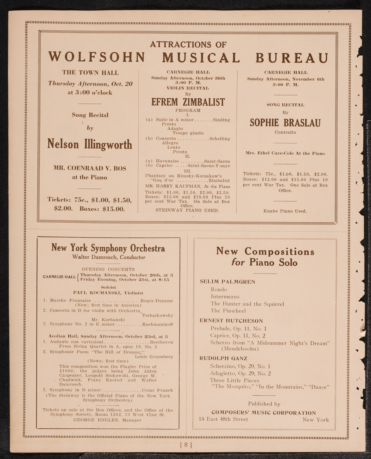 Elly Ney, Piano, October 15, 1921, program page 8